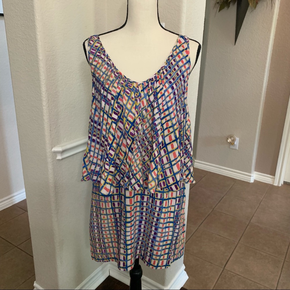 Plenty by Tracy Reese pink & blue geometric print mini sleeveless dress Size S - Picture 10 of 14